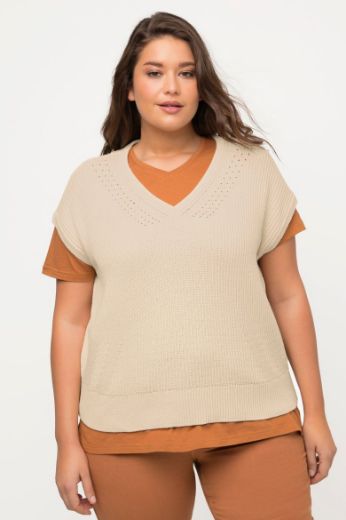 Plus size veliki brojevi Pulover kratkih rukava V ovratnika za punije