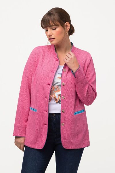 Veliki brojevi Sako na kopčanje povišenog ovratnika moda za punije