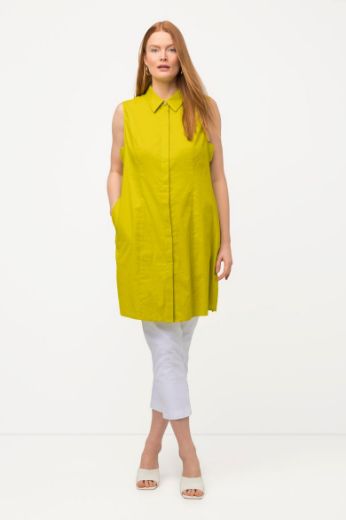 Plus size veliki brojevi Bluza bez rukava lanena dužeg kroja za punije