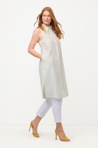 Plus size veliki brojevi Bluza bez rukava lanena dužeg kroja za punije