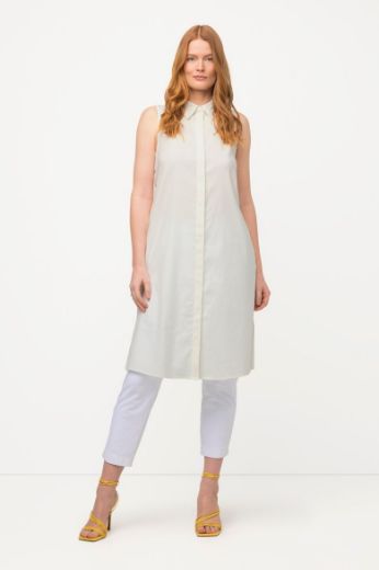 Plus size veliki brojevi Bluza bez rukava lanena dužeg kroja za punije