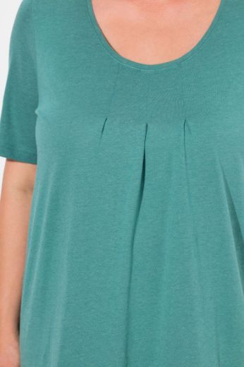 Plus size veliki brojevi Majica s naborima duži model za punije