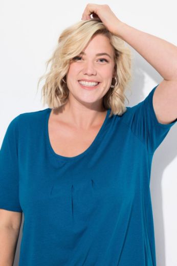 Plus size veliki brojevi Majica s naborima duži model za punije