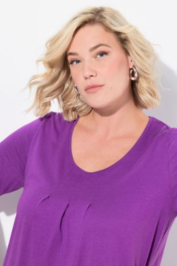 Plus size veliki brojevi Majica s naborima duži model za punije