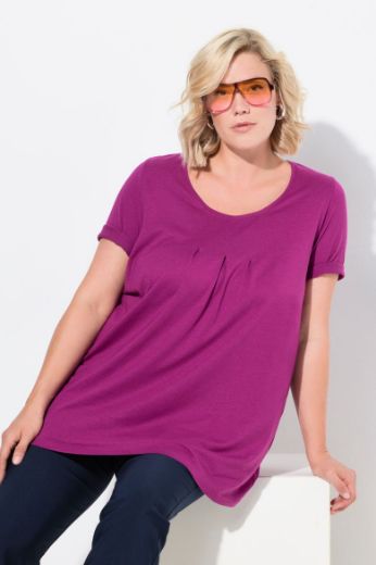Plus size veliki brojevi Majica s naborima duži model za punije