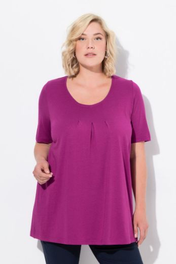 Plus size veliki brojevi Majica s naborima duži model za punije