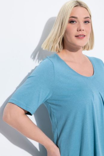 Plus size veliki brojevi Majica s naborima duži model za punije