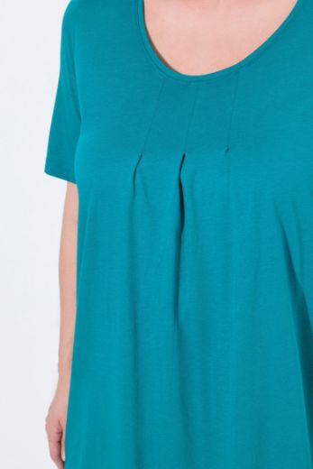 Plus size veliki brojevi Majica s naborima duži model za punije