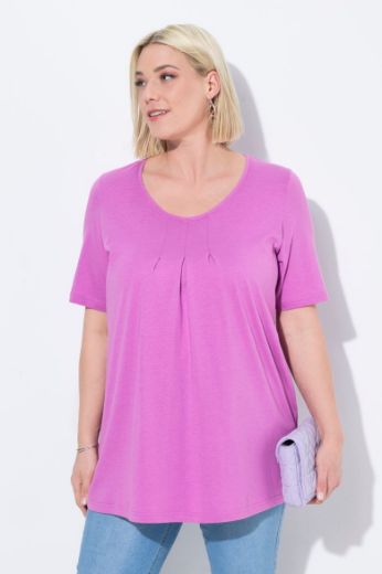 Plus size veliki brojevi Majica s naborima duži model za punije