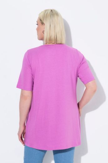 Plus size veliki brojevi Majica s naborima duži model za punije