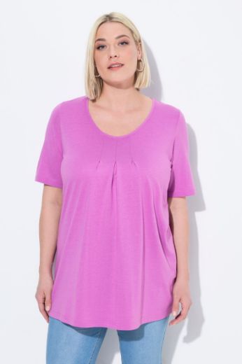 Plus size veliki brojevi Majica s naborima duži model za punije