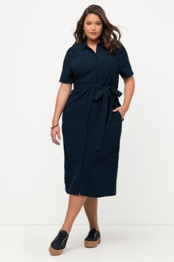 Plus size veliki brojevi Haljina midi kratkih rukava rukava za punije