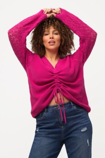 Plus size veliki brojevi Pulover dugih rukava V ovratnika za punije