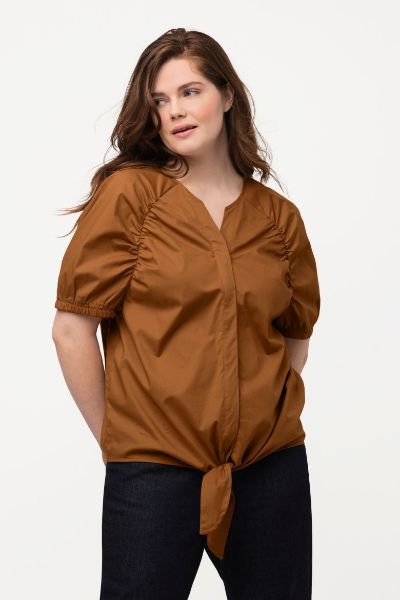 Veliki brojevi Bluza kratkih rukava na kopčanje moda za punije