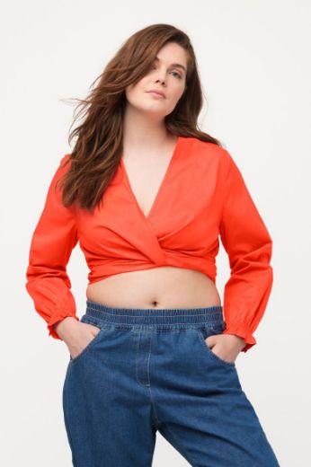 Plus size veliki brojevi Bluza kraćeg kroja na vezanje za punije