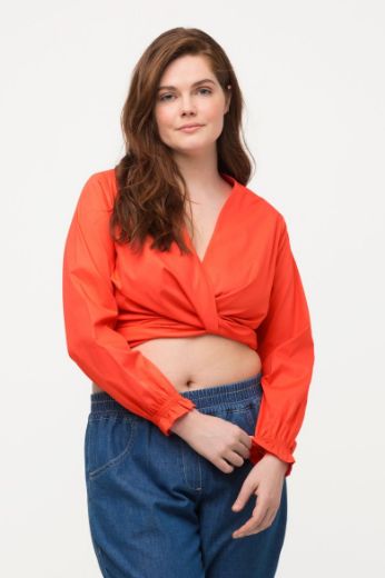 Plus size veliki brojevi Bluza kraćeg kroja na vezanje za punije