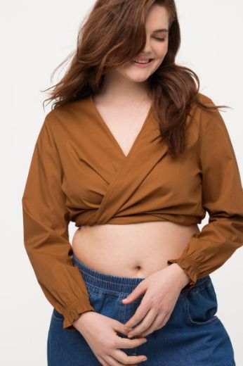 Plus size veliki brojevi Bluza kraćeg kroja na vezanje za punije