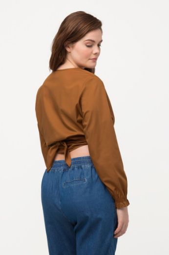 Plus size veliki brojevi Bluza kraćeg kroja na vezanje za punije