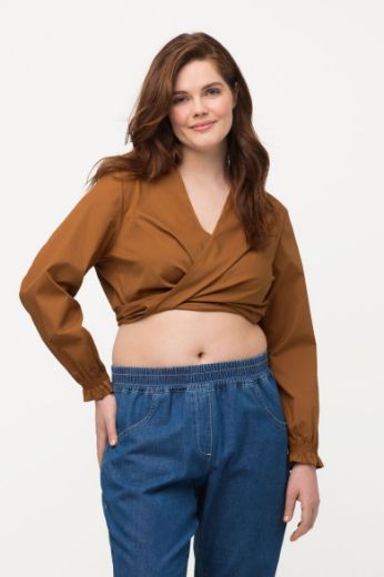 Plus size veliki brojevi Bluza kraćeg kroja na vezanje za punije