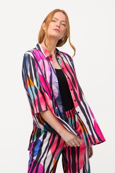 Veliki brojevi Bluza lanena 3/4 rukava moda za punije