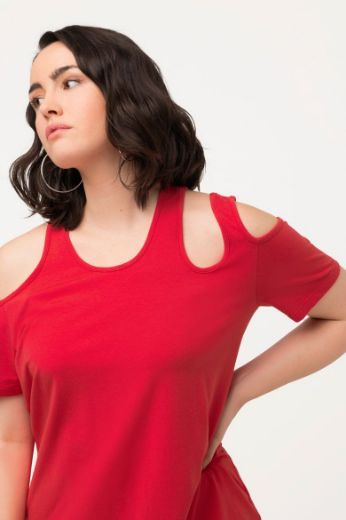 Plus size veliki brojevi Majica s otvorima na ramenima kratki rukavi za punije