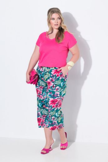 Plus size veliki brojevi Hlače širokih nogavica cvjetnog uzorka za punije