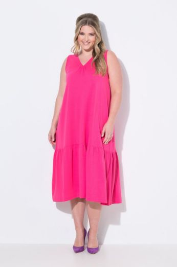 Plus size veliki brojevi Haljina na volane V ovratnika za punije
