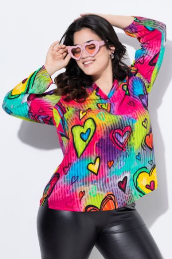 Plus size veliki brojevi Bluza sa printom srca za punije