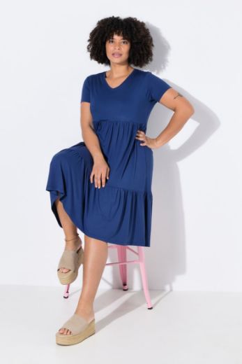 Plus size veliki brojevi Haljina kratkih rukava V ovratnika za punije
