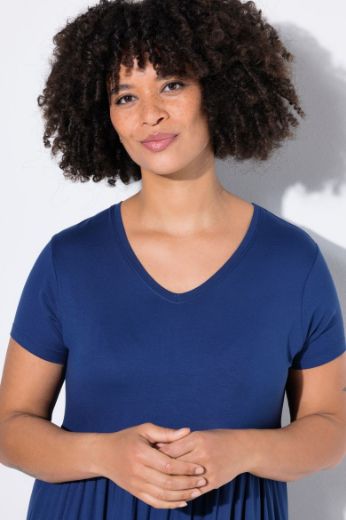 Plus size veliki brojevi Haljina kratkih rukava V ovratnika za punije