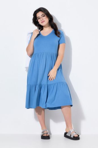 Plus size veliki brojevi Haljina kratkih rukava V ovratnika za punije