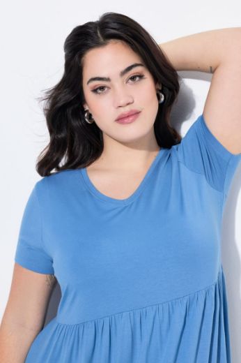 Plus size veliki brojevi Haljina kratkih rukava V ovratnika za punije