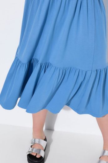 Plus size veliki brojevi Haljina kratkih rukava V ovratnika za punije