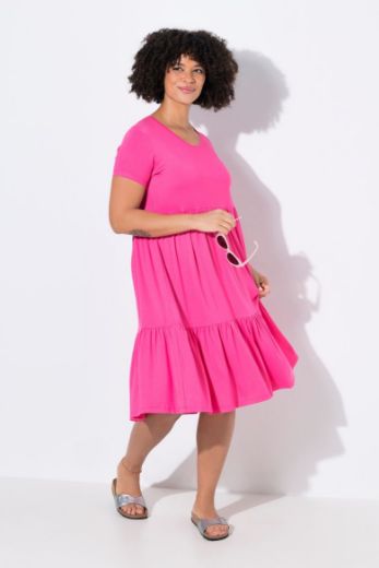 Plus size veliki brojevi Haljina kratkih rukava V ovratnika za punije