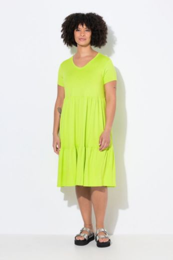 Plus size veliki brojevi Haljina kratkih rukava V ovratnika za punije