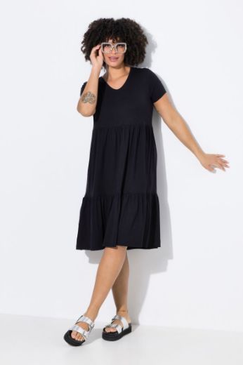 Plus size veliki brojevi Haljina kratkih rukava V ovratnika za punije