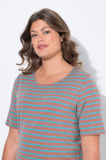 Plus size veliki brojevi Majica prugasta kratkih rukava za punije
