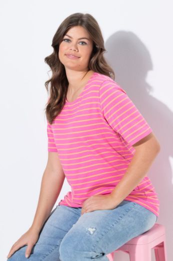 Plus size veliki brojevi Majica prugasta kratkih rukava za punije