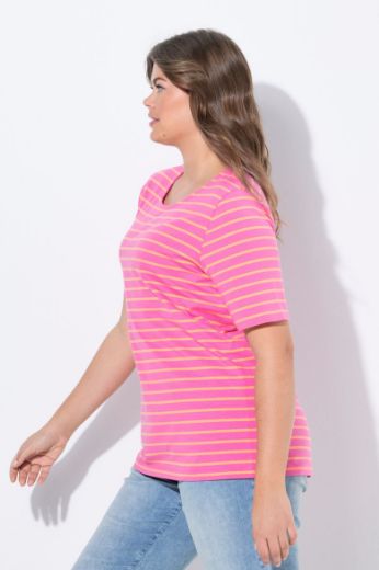Plus size veliki brojevi Majica prugasta kratkih rukava za punije