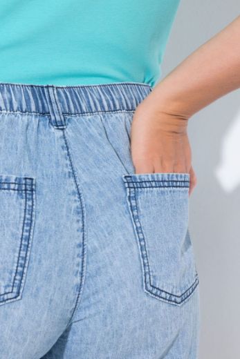Plus size veliki brojevi Hlače od mješavine lana širokih nogavica za punije