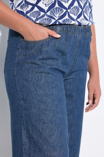 Plus size veliki brojevi Hlače od mješavine lana širokih nogavica za punije