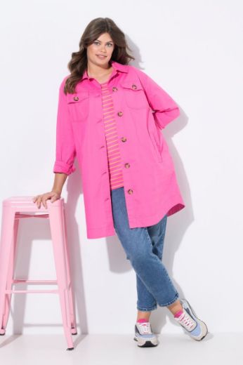 Plus size veliki brojevi Bluza dugih rukava na kopčanje dužeg kroja za punije
