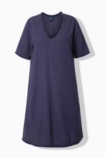 Plus size veliki brojevi Haljina lanena polu rukava V ovratnika za punije
