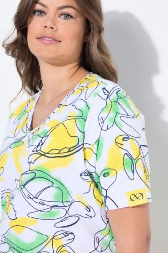 Plus size veliki brojevi Majica kratkih rukava V ovratnika za punije