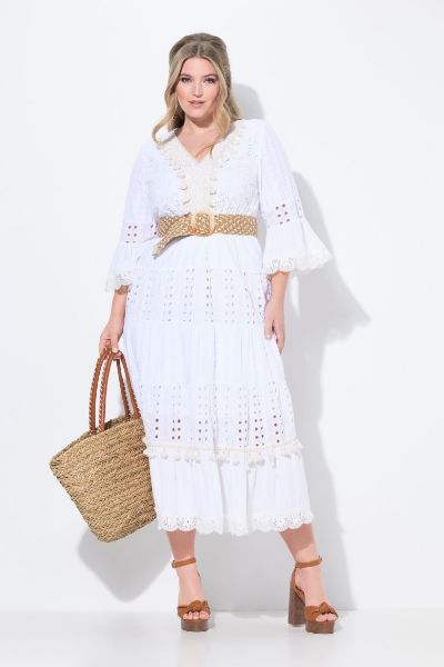 Veliki brojevi Haljina boho s ukrasnim vezom moda za punije