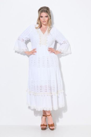Plus size veliki brojevi Haljina boho s ukrasnim vezom za punije