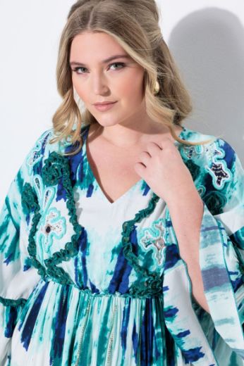 Plus size veliki brojevi Haljina s ukrasnim vezom za punije