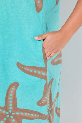 Plus size veliki brojevi Haljina midi kratkih rukava okruglog ovratnika za punije