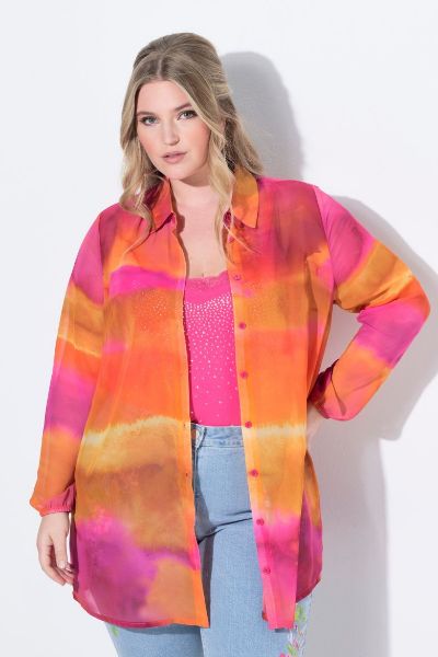 Veliki brojevi Bluza od šifona dužeg kroja moda za punije