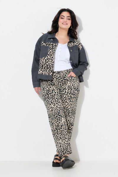 Veliki brojevi Traperice širih nogavica s leopard uzorkom moda za punije